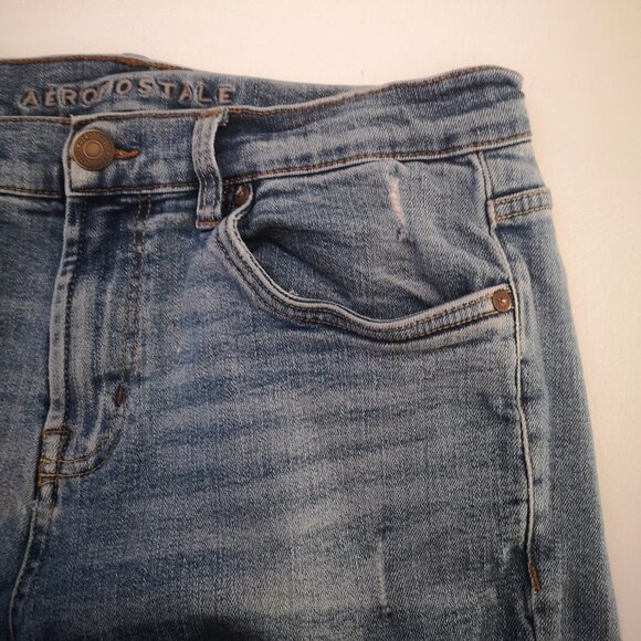 Aeropostale Slim Men's Size 32 Slim Legs Distressed Lighter Wash Jeans - Picture 6 of 12